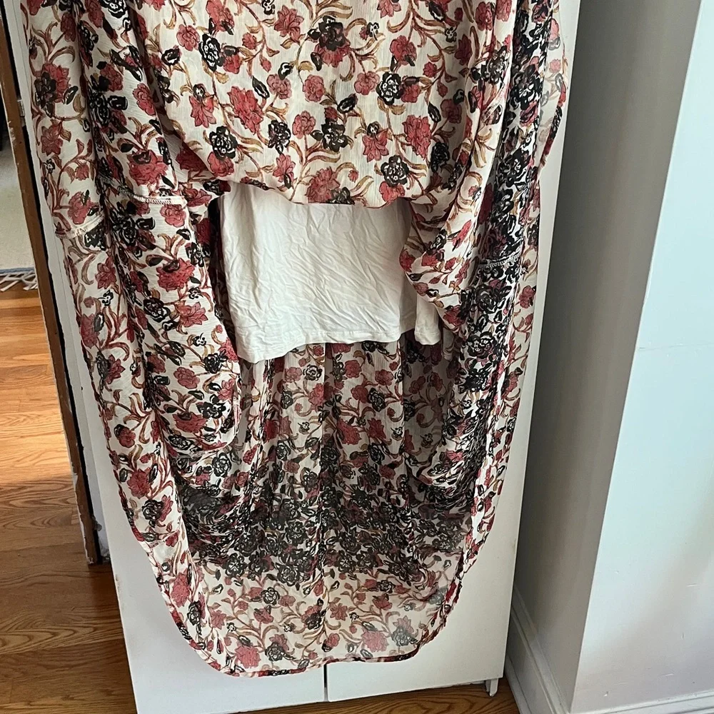 Free People Women’s See It Through Pleated Front Floral Maxi Dress Large NWT - Picture 12 of 16
